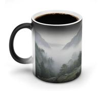 KOAYUBFC Taza de café de 325 ml con diseño de niebla de la mañana que cambia de color, tazas de café que cambian de calor con asa, taza mágica sensible al calor para mujeres y hombres, divertida taza