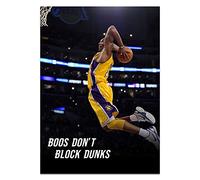 Kobe Bryant Dunking - Póster motivacional para pared, diseño de baloncesto de Kobe y mentalidad de Mamba, arte de pared, decoración de dormitorio de niños, sin marco (A, 20 x 28 pulgadas)