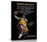 Kobe Bryant - Póster inspirador para pared, lienzo con cita de mentalidad de Mamba, arte de pared para jugar al baloncesto, deportes, decoración del hogar, obra de arte motivacional para el hogar