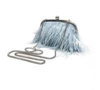 Kobeleen Bolso de mano de plumas para mujer, bandolera de noche con cadena de perlas, bolso de hombro con cadena de serpiente, bolsos de lujo para fiesta