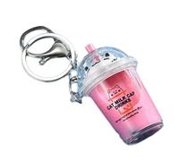 Kobeleen Colgante de té de burbujas de gato, colgantes de té de la leche de dibujos animados, llaveros acrílicos de moda, joyería para mochilas y teléfono