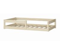 KOBI Cama Infantil 120x60 cm, con barandilla - Nordi Cama de Suelo de Madera de Pino Natural