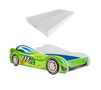 KOBI Cama Infantil Carro anticaida | Coche de Carreras | 140x70cm | Cama Juvenil con colchón | Cunas Niños Niñas | Cama Individual Cama para niños Cama de Coche