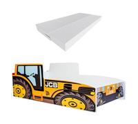 KOBI Cama Infantil Granja anticaídas | Tractor Amarillo | 160x80cm | Cama Juvenil con colchón | Cunas Niños Niñas | Cama Individual Cama para niños Cama de Coche