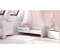KOBI Cama Infantil LUK 160x80 en Juego con barandilla, colchón, Estructura, para niña y niño, para habitación Infantil