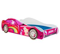 KOBI Cama infantil Pink Racer con colchón - Superhéroe para dormitorio de niños y niñas (140 x 70 cm)