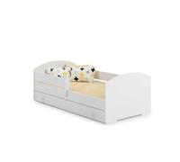KOBI Cama Niño LUK Blanco 180x80 | Una cama para una habitación infantil y adolescente | Cajón, barrera de seguridad y colchón Incluido |