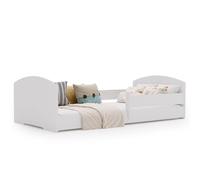 KOBI Cama Niño Montessori Leo 140x70 - cama baja con colchón y barandilla (con colchones, 140x70)