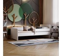 Kobi Cuna MAX Blanca con barandilla, colchón, Marco | 140x70 | Cama para niña y niño | Juego de habitación Infantil |