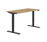 KOBI Escritorio eléctrico ajustable Flexi 138 x 58 cm Roble Craft/Negro - Altura ajustable 70-115 cm, panel LED de memoria, sistema anticolisión