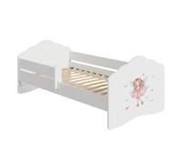 KOBI FALA - Cama infantil con barrera de seguridad, diseño moderno de ondas para habitación infantil