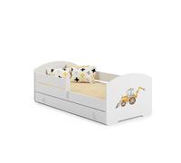 KOBI LUK - Cama infantil (140 x 70 cm), color blanco y blanco con almacenamiento con cajón, 140 x 70 cm | Cama infantil pequeña con camas para niños, con colchón y marco | Habitación Bebe | Cama