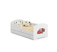 KOBI LUK - Cama infantil (160 x 80 cm), color blanco y blanco con almacenamiento con cajón, 160 x 80 cm | Cama infantil pequeña con camas para niños | con colchón y marco | Habitación Bebe | Cama