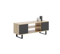 KOBI Mueble de TV Focus | Mesa de TV Estilo Industrial | Mueble de televisión Estilo Industrial | Muebles de TV para Sala de Estar | Mesa para TV | Armario Inferior RTV (Roble Artisan - Negro)