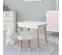 KOBI Set Mesa con Espacio de almacenaje + Silla para niños | Mobiliario Infantil Moderno | Ideal para niños de 1,5 a 7 años (Blanco/Corona)