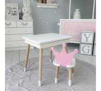 KOBI Set Mesa con Espacio de almacenaje + Silla para niños | Mobiliario Infantil Moderno | Ideal para niños de 1,5 a 7 años (Rosa/Corona)