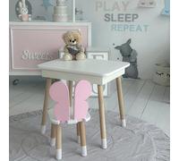 KOBI Set Mesa con Espacio de almacenaje + Silla para niños | Mobiliario Infantil Moderno | Ideal para niños de 1,5 a 7 años (Rosa/Mariposa)