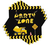 Koboko 24 servilletas para obras de construcción, 33 x 33 cm, servilletas de cumpleaños para niños, decoración de cumpleaños, servilletas de papel para excavadoras, servilletas de cumpleaños para