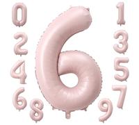 KOBOKO Globos con números 6 rosas, globos de 101 cm, globos de helio rosa pastel para cumpleaños para niñas de 6 años, número 6, globos de cumpleaños, color rosa, globos con números 6 para niñas,