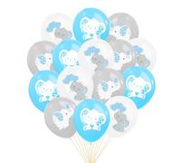 KOBOKO Globos decorativos para baby shower, 15 unidades, globos decorativos de elefantes, azul, blanco y gris, globos decorativos para baby boy, globos de helio, decoración para fiestas de género,