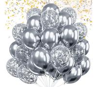 KOBOKO Globos plateados para bodas, 30 unidades, globos plateados de 30 cm, globos de helio plateados, globos de helio para cumpleaños, globos de helio metálicos, decoración de bodas plateadas, globos
