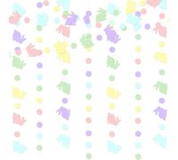 Koboko Guirnalda de Pascua con conejitos y confeti de colores pastel, decoración para festival de primavera