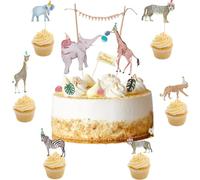 KOBOKO Safari Cake Topper Cumpleaños Safari Pastel Decoración Cumpleaños Animales Decoración para Pasteles Cumpleaños Selva Decoración de Cumpleaños Selva para Fiesta Animals Baby Shower Niña Niño