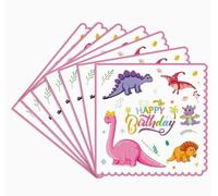 Koboko Servilletas de fiesta con diseño de dinosaurios rosas para niños, 20 unidades
