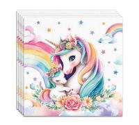 Koboko Servilletas de unicornio para cumpleaños infantiles, 20 unidades, 33 x 33 cm, servilletas de unicornio, decoración de cumpleaños para niñas, arcoíris, unicornio, servilletas de papel para bebé
