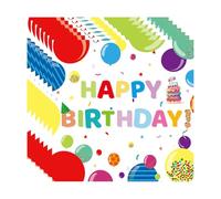 Koboko Servilletas desechables Happy Birthday para fiestas de cumpleaños, con diseño de globos y pasteles, 20 unidades