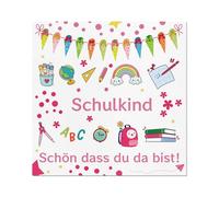 Koboko Servilletas para escolarización, diseño de texto en inglés "Schön dass du da bist!", multicolor decoración para el comienzo del colegio (20 unidades)