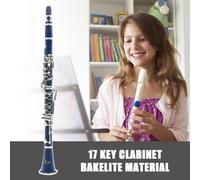 KOBONA Clarinete Sib 17 Teclas con Estuche Instrumentos Musicales de Orquesta Guantes Blancos/Paño de Limpieza Barriles/Cañas para Instrumentos de Viento de Madera para Principiantes y Estud