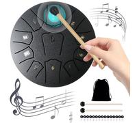 KOBONA Instrumentos de percusión de 6 pulgadas y 11 notas con bolsa de batería Libro de música Mazos de batería Instrumentos curativos de sonido Campana de lluvia para entretenimiento Medita