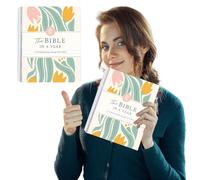 KOBONA La Biblia en un año: estudio de 52 semanas a través de la palabra de Dios, guía bíblica en espiral, cuaderno para mujeres, fácil de leer
