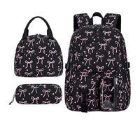 KOBONA Set de Mochila con Lápiz, Caja de Almuerzo y Estuche Kawaii para Niñas y Mujeres, Mochila Estética y Casual con Gran Capacidad para Escuela Secundaria y Universidad