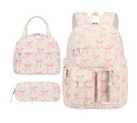 KOBONA Set de Mochila con Lápiz, Caja de Almuerzo y Estuche Kawaii para Niñas y Mujeres, Mochila Estética y Casual con Gran Capacidad para Escuela Secundaria y Universidad