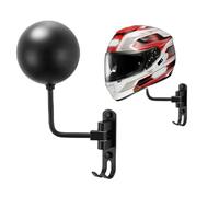 KOBONA Soporte de casco para montar en la pared, para casco de moto, con rotación de 180° y doble gancho para estante, decoración de casco de moto, béisbol, baloncesto