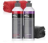 Koch Chemie - Juego de Abrillantador Heavy Cut Abrasive y Micro Cut Pulido Fino, 250 ml Cada Uno + 2 Paños de Microfibra, 40 x 40 cm, 550 g/m²
