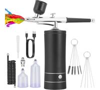 Kochenty Airbrush KIT - Juego de aerógrafo con compresor recargable inalámbrico, maneja automáticamente la pintura de modelos, uñas, maquillaje B