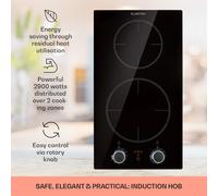 Kochheld Doppel Cocina de inducción de 2900W con perillas y vidrio negro Klarstein