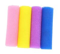 KOCKSHION 4 Piezas Paños Exfoliantes de Nylon para Baño y Ducha Toallas Elásticas para Limpieza Profunda Corporal para Spa y Uso Casa Colores Vibrantes Azul Amarillo Rosa y Morado