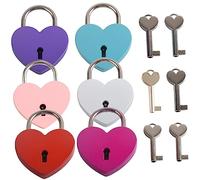 KOCKSHION 6 piezas Candado Pequeño de Metal Forma de Corazón Colores Surtidos para Diario Joyero Caja y Equipaje Resistente y Decorativo para Uso Diario