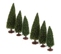 KOCKSHION 6 Piezas de Modelo de Árbol de Paisaje Verde para Diorama, Modelo de Ciprés en Miniatura, Tamaño 12.5 Cm, 10 Cm y 9 Cm, Color Verde Militar, Adecuado para Bricolaje y Decoración