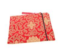 KOCKSHION Bolsa Para Libros y Escrituras Budistas De Brocado Rojo Con Asa Funda Amplia Para Guardar Textos Documentos y Utensilios Protector Portátil Para Escrituras y Archivos