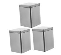 KOCKSHION Caja Metálica para Té Plateada Mate 80 Mm, Set de 3 Recipientes de Almacenamiento, Latas Resistentes Multiusos para Hogar y Tienda