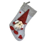 KOCKSHION Calcetín Navideño Decorativo Rojo Muñeco de Bosque Nórdico, Tejido de Franela y Lana Artificial, Bolsa de Navidad Colgante para Dulces y Adornos Festivos, Suministros Navideños