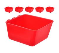 KOCKSHION Comederos Colgantes para Pájaros y Conejos 6 Piezas Rojos 12,5x9,5x6 Cm Recipiente Engrosado Resistente para Jaulas Tazas de Agua y Comida para Mascotas Pequeñas