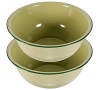 KOCKSHION Cuenco Esmaltado Retro de 22 Cm, Juego de 2 Unidades en Color Verde Aleatorio, Lavabo de Cocina Antiguo, Recipiente para Alimentos y Almacenamiento, Adecuado para Color Aleatorio