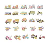 KOCKSHION Dibujos Animados de Transporte y Colores Variados 50 Botones de Madera Diseño Creativo Color Aleatorio para Costura y Manualidades Ideales para Ropa y Tejido