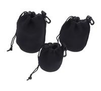 KOCKSHION Estuche Paquete de 3 Unidades de Neopreno para Lentes de Cámara Cordón y Clip Reforzado Bolsa Protectora Negra para Uso en Exteriores